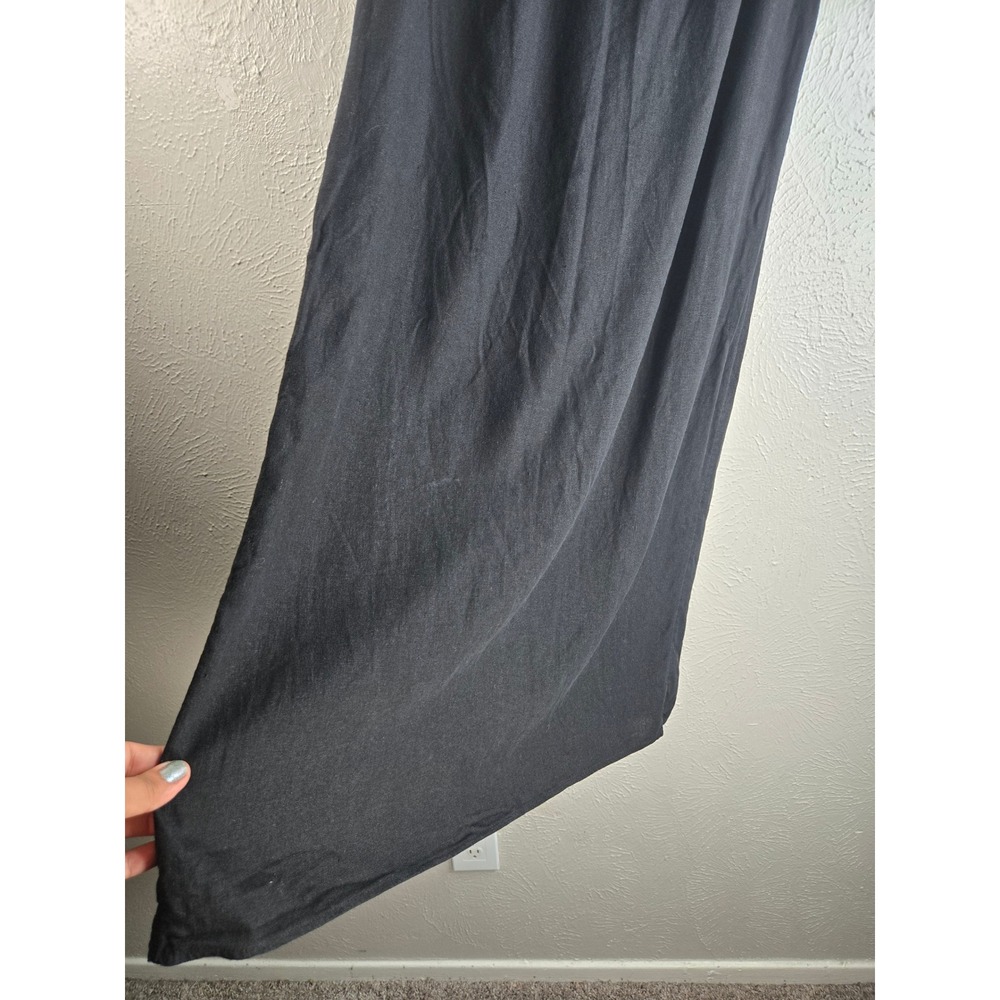 Old Navy Linen Blend Midi Skirt M Black Lightweight Straight Pencil Minimalist - Picture 4 of 8